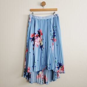 Ted Baker Harrpa Pleated Floral Midi Skirt Light Blue Pastel A-Line TB 4 US 10
